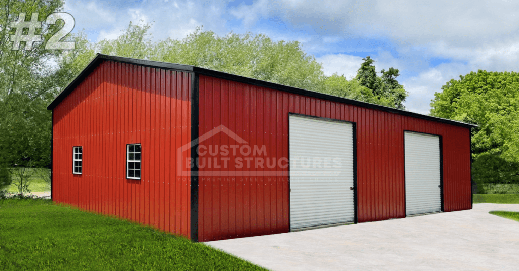 #02 30x51x12 Metal Building with Garages - Custom Built Structures, Inc.