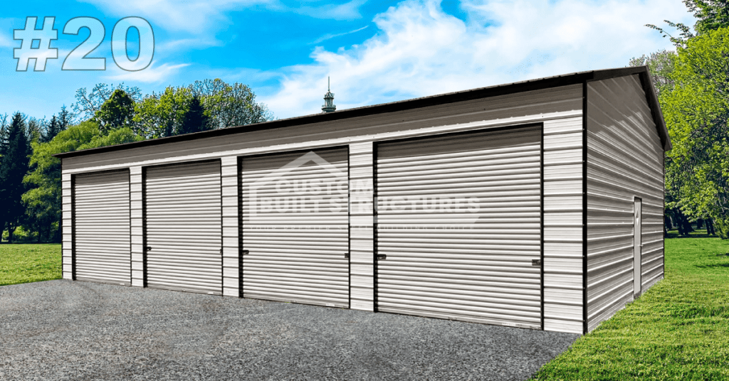 #20 24x51x12 Metal Building w/4-Garages - Custom Built Structures, Inc.