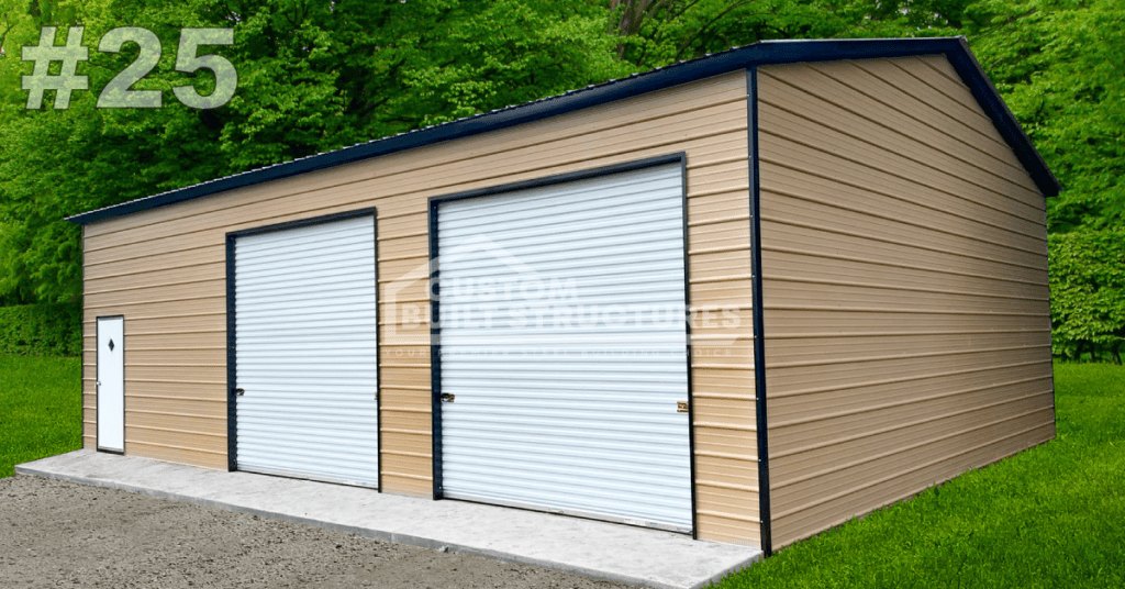 25 24x41x12 Metal Double Garage Custom Built Structures, Inc.