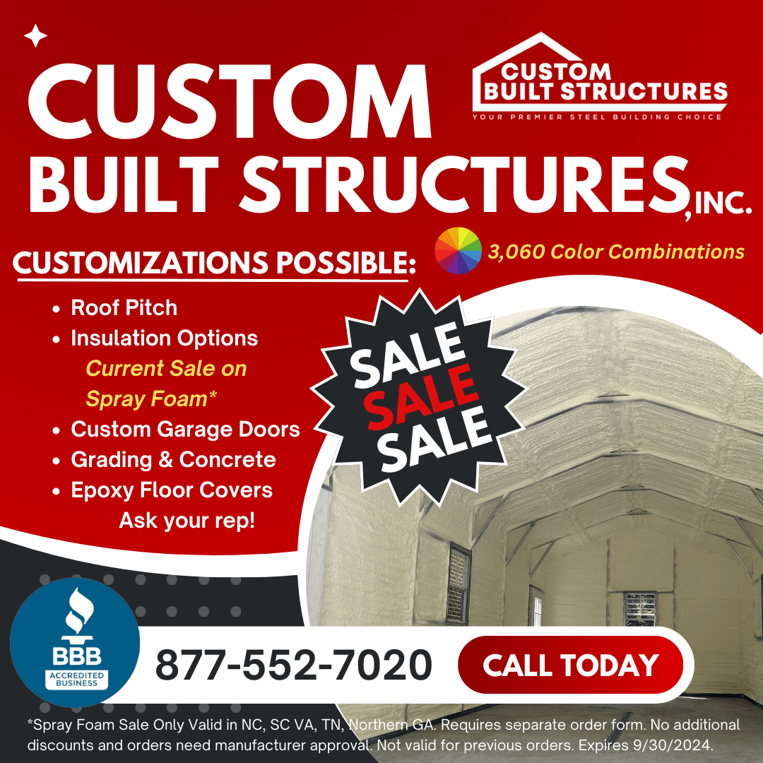 #01 40x61x12 Custom Metal Building - Custom Built Structures, Inc.